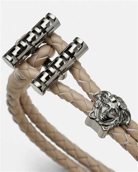 bracelet versace en stainless|Versace braided leather charm bracelet.